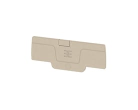 Weidmüller Endeplade AEP A4C i beige, designet til 1,5 mm² ledere, med integreret Weidmüller logo.