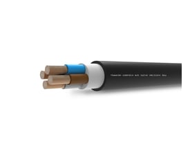 Blackflex B2ca installationskabel med fire kobberledere og halogenfri isolering, der viser de farvekodede ledere indeni.