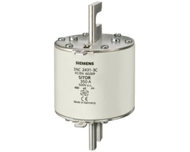 Siemens SITOR sikring NH3, 350A, 500V a.c., gR med slidsede klingekontakter og frontindikator.