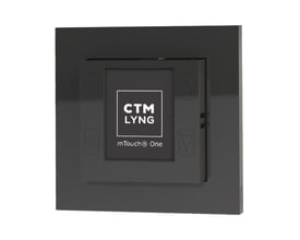 Blank sort mTouch One termostat og regulator med digitalt display og op/ned kontrolknapper.