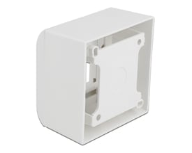 Bagside af DeLock overflademonteret hus til Easy 45 moduler, viser monteringspunkter og hvid plastkonstruktion.