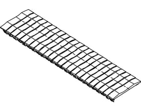 Fibox Afblænding DRCP til DIN-skinne, dækker 12 moduler, vist i en isometrisk perspektivtegning.