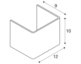 Teknisk tegning af SLV MANA lampeskærm, der viser dimensionerne 12x10x9 cm.