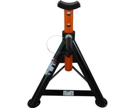 Bahco støttebuk med 8 tons kapacitet, fremstillet i robust sort og orange stål med en sikkerhedspal.