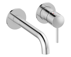 Damixa Osier indbygningsarmatur til håndvask i blank krom med 180 mm tud og 1-grebs betjening. Ses på hvid baggrund.