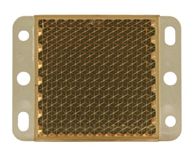 Schneider Electric refleks 50x50mm med Ecolab IP69K godkendelse, vist på hvid baggrund.