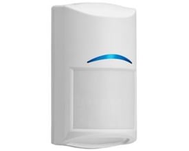 Bosch PIR-detektor Blue Line G2 med husdyrsimmunitet, 12 meter dækning og blå indikator på hvid baggrund.