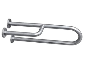 Intra Juvel TBBP-001 støttehåndtag i børstet stål, designet til venstre montering på væg, med solid konstruktion og en U-formet støtte.
