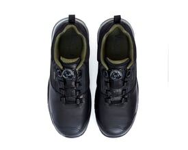 Vismo ER40B S3 sikkerhedssko i sort læder og tekstil, set ovenfra med fokus på BOA-lukkesystemet.