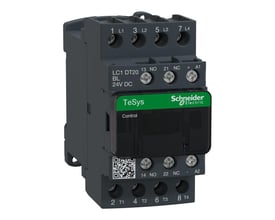 Schneider Electric TeSys D kontaktor 20A, 4-polet med 24VDC spole, monteret lodret.