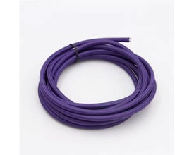 Lilla stofledning på 5 meter med 2x0.75 mm² ledere og 230V spænding, samlet i en cirkel på hvid baggrund.