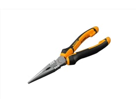 Ironside lige spidstang på 160 mm med sort og orange 2-komponentgreb og lange, smalle kæber.