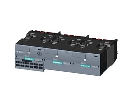 Siemens funktionsmodul 3RA2711-2CA00 til IO-Link og stjerne-trekantstart, set skråt forfra med grå front og sort overside.