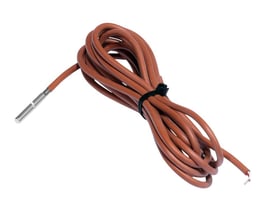 Danfoss MBT 153 temperaturføler med 3,5 meter silikoneledning bundtet med et sort kabelbinders.