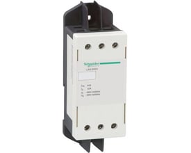 Schneider Electric strømbegrænser LA9LB920 i hvid og mørkegrå, med mærke og modelnummer tydeligt angivet.