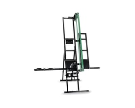 Alucutter Profi 450 flamingoskærer med 450 mm skæredybde og 1350 mm skærelængde på sammenklappelig stander.