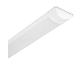 Hvidt V-TAC LED-armatur på 30 cm og 10 W med aflang, afrundet skærm, set skråt forfra.