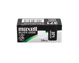 Maxell Silver Oxide 1.55V SR920SW (371) batterier i en 10-pak, vist forfra med tydelig branding og specifikationer.