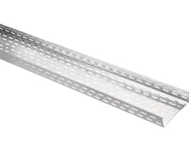 Wibe kabelbakke KB184, 600x600x60mm, perforeret og el-forzinket stål med standardhøjde. Synlig overflade med mange små huller.