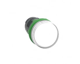 Schneider Electric signallampe XB5 med plan linse og integreret LED i hvid farve, 230VAC.