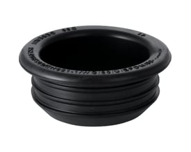 Geberit gummimanchet på 32 mm i sort PEH, med præget tekst og synlige riller for tilslutning.