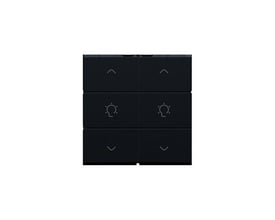 Niko Dæmpertryk dobbelt, black coated NHC, med seks trykflader med symboler for op, ned og lys.