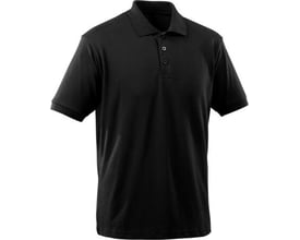 Mascot Bandol poloshirt i dyb sort farve, 4XL størrelse med knaplukning og kravedetaljer.