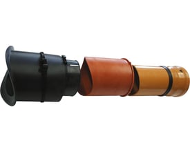 Uni-Seals Alnino Connect AC2002 påboringssæt til 160 mm rør, vist med en sort gummimanche og et orange adapterstykke til rør.