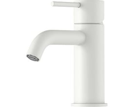 Mora Inxx II Soft Small håndvaskarmatur i mat hvid messing med et 1-grebs håndtag og 106 mm fremspring.