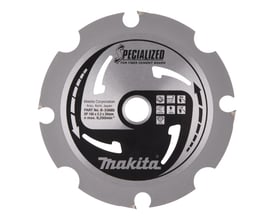 Makita HM rundsavklinge på 165mm diameter, 20mm centerhul og 4 diamantbelagte tænder til fibercement.