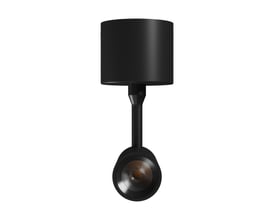 SpectrumLED 6 W LED-indbygningsspot med CCT vises forfra med sort, cylindrisk lampehoved og rund lysåbning.