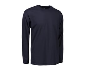 ID Identity Pro Wear T-shirt med lange ærmer i navy blå, størrelse 3XL, vist forfra med ribafslutning ved ærmerne.