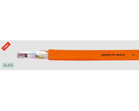HELUKABEL Funktionssikkerkabel (N)HXCH-FE 180/E 90 i orange med mærkerne FRNC og RoHS synlige.