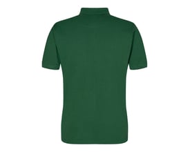 Engel Polo 9045-178 i mørkegrøn, størrelse L, vist bagfra med krave og korte ærmer.