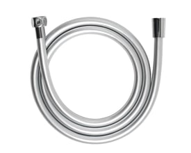 Pressalit Wave bruseslange i sølvfarvet plast, 1,5 meter lang og med kromfittings i hver ende.