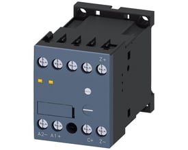 Siemens OFF-forsinkelsesenhed til 220/230V AC/DC drift, vist med skrueterminaler og mærkninger A2-, A1+, C+, Z+ og Z-.