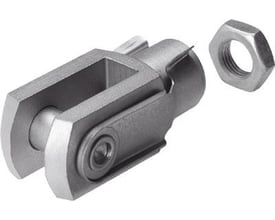 Festo Gaffelhoved SG-M12 i metal med M12 indvendigt gevind og en sekskantmøtrik ved siden af.