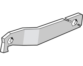 Detaljeret illustration af Legrand laskenøgle Outcab i galvaniseret stål med huller til montering.