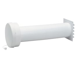 Komplet Fresh friskluftventil F80 i grå ABS-plast med snoretræk til justering af luftstrømmen, kondensisoleret med filter.