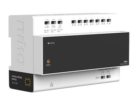 Niko controllermodul til videodørtelefon, 24V DC, med statusindikator og reset-knap, DIN-skinne monterbar.