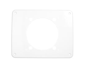 Hvid dækplade til Fresh Intellivent Sky ventilator, 190 x 240 mm, med central cirkulær åbning og fire monteringshuller.