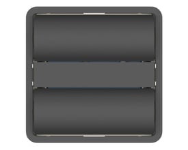 ZigBee tryk i koksgrå, uden symboler, med en centreret, horisontal trykplade og to separate, større trykflader over og under.
