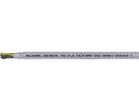 Transparent armeret styrekabel YSY-JZ 12G2,5 fra Helukabel med VDE-reg.nr. 7032 og 300/500V angivet.