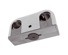 Purus dobbelt rørbærer i forkromet plast med center afstand på 40 mm til rør på 12-15 mm.