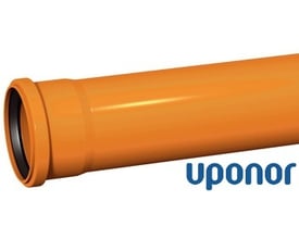 Uponor kloakrør i PP-plast med Ø160 mm diameter og 2000 mm længde, klar til installation.
