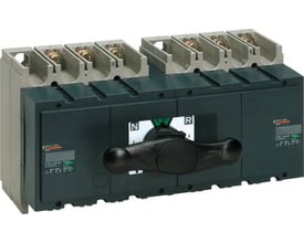Schneider Electric INS250 3-polet omkobler med 160A nominel strøm, viser drejehåndtag og terminaler.