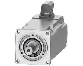 Siemens SIMOTICS S-1FK2 HD servomotor med 1,27 Nm drejningsmoment og cylindrisk aksel, vist på hvid baggrund.