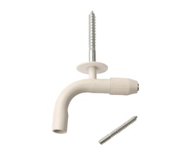 Elworks svanehals lampe-ophængssæt i hvid med skrue og roset, klar til ophæng af lamper.