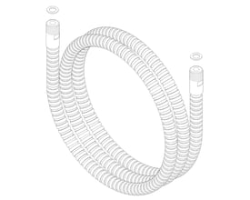 Damixa reparationssæt med en 1750 mm lang slange og M15x1 tilslutninger, afbildet med en hvid baggrund.