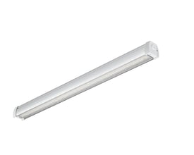 Philips OneEase BN510C IP23-armatur med sensor, 2200 mm langt, vist skråt med den lange LED-lysåbning synlig.